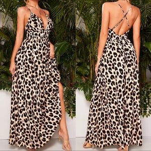 Boho leopard print maxi dress